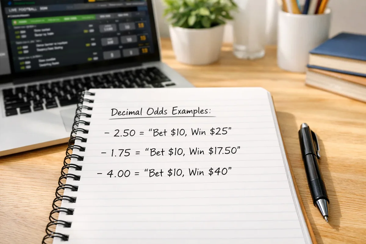 Comparison chart showing decimal odds conversion