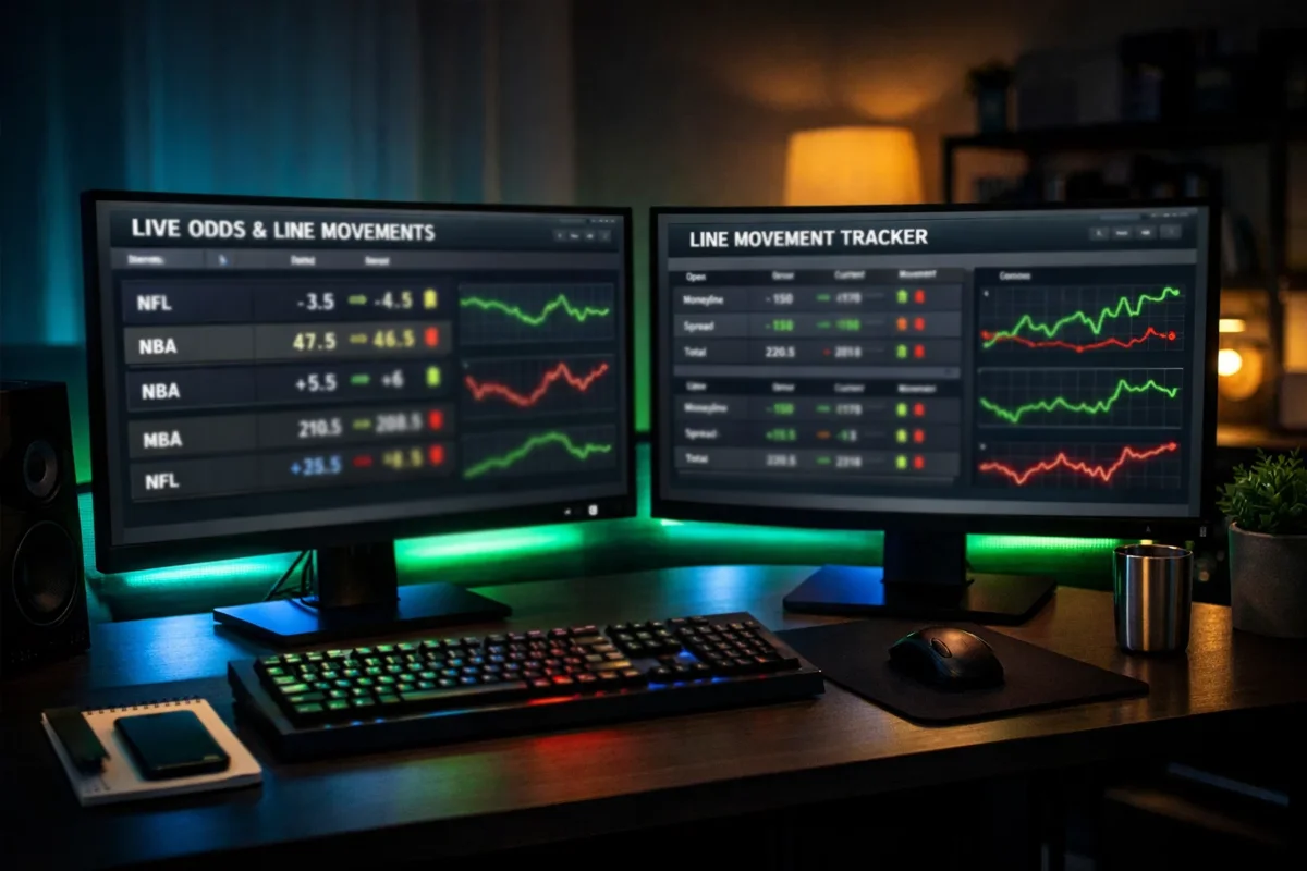 Multiple sportsbook screens showing line movement