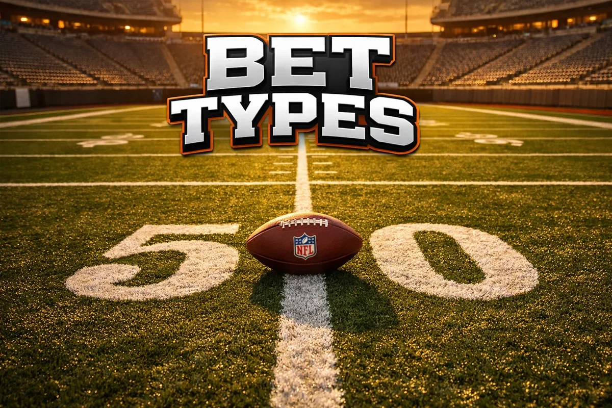 Football field with various betting options displayed