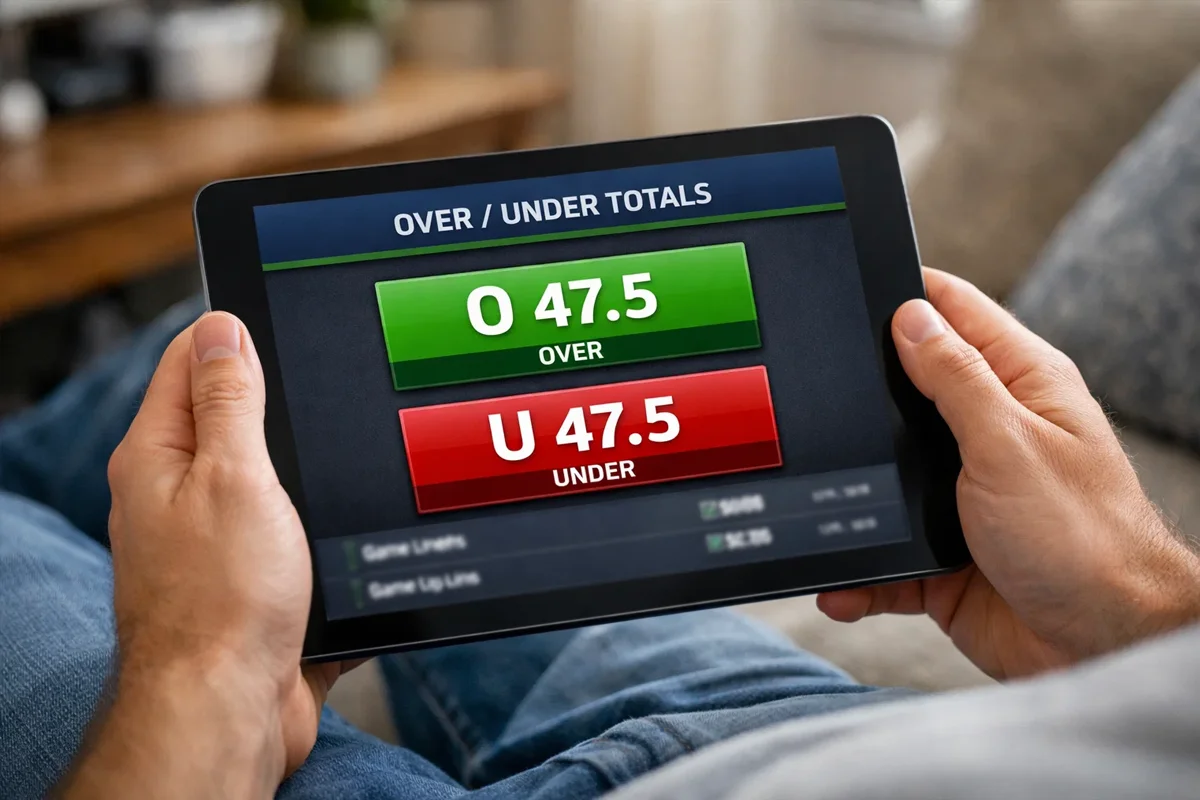 Over under totals betting on mobile device