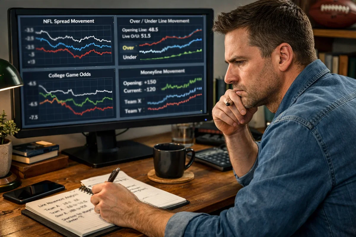 Sharp bettor analyzing line movements